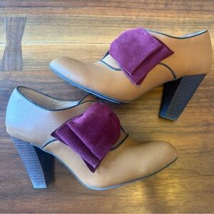 Farylrobin Tan and Purple Women's Heels